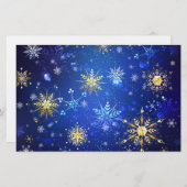 XMAS Blue Background mit goldenen Schneeflocken Briefpapier (Vorne/Hinten)