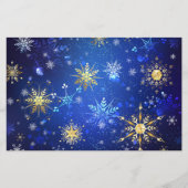 XMAS Blue Background mit goldenen Schneeflocken Briefpapier (Vorderseite)