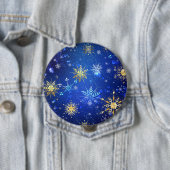XMAS Blue Background mit goldenen Schneeflocken Button (Beispiel)
