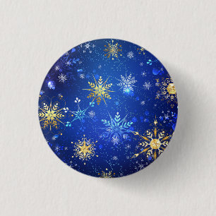XMAS Blue Background mit goldenen Schneeflocken Button