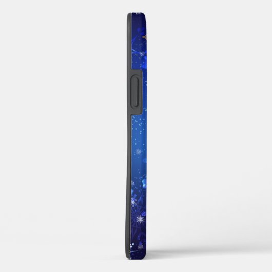 XMAS Blue Background mit goldenen Schneeflocken Case-Mate iPhone Hülle (Rückseite / Rechts)