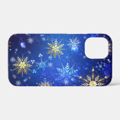 XMAS Blue Background mit goldenen Schneeflocken Case-Mate iPhone Hülle (Rückseite (Horizontal))