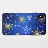 XMAS Blue Background mit goldenen Schneeflocken Case-Mate iPhone Hülle (Rückseite (Horizontal))