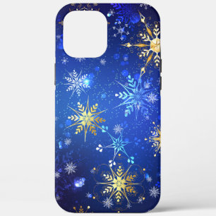 XMAS Blue Background mit goldenen Schneeflocken Case-Mate iPhone Hülle
