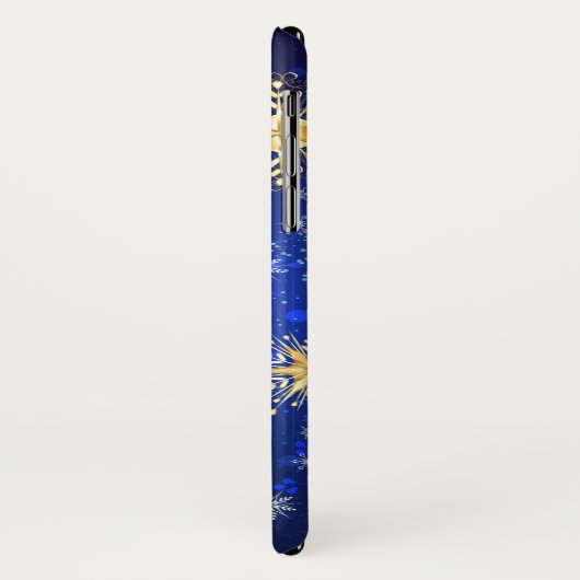 XMAS Blue Background mit goldenen Schneeflocken Case-Mate iPhone Hülle (Hinten/Links)