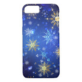 XMAS Blue Background mit goldenen Schneeflocken Case-Mate iPhone Hülle (Rückseite)