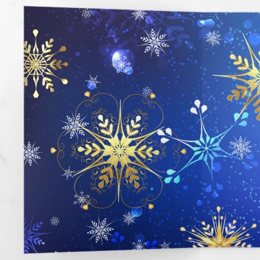 XMAS Blue Background mit goldenen Schneeflocken Dreifach Gefaltete Karte (Innen Erste Seite)