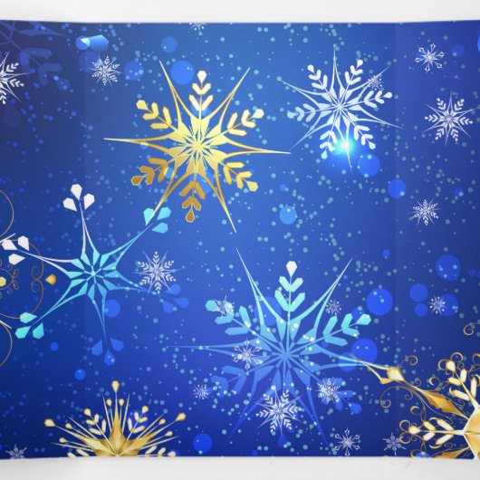 XMAS Blue Background mit goldenen Schneeflocken Dreifach Gefaltete Karte (Innenseite Mitte)