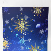 XMAS Blue Background mit goldenen Schneeflocken Dreifach-gefaltete Programmkarte (Innen Erste Seite)