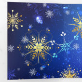 XMAS Blue Background mit goldenen Schneeflocken Dreifach-gefaltete Programmkarte (Innen Erste Seite)