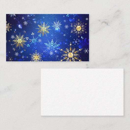 XMAS Blue Background mit goldenen Schneeflocken Empfehlungskarte (Vorne/Hinten)