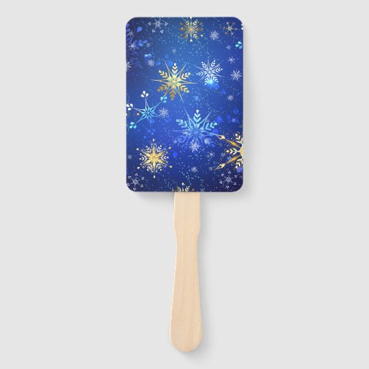 XMAS Blue Background mit goldenen Schneeflocken Fächer (Vorderseite)