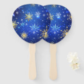 XMAS Blue Background mit goldenen Schneeflocken Fächer (Vorne und Hinten)