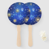XMAS Blue Background mit goldenen Schneeflocken Fächer (Vorne und Hinten)