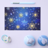 XMAS Blue Background mit goldenen Schneeflocken Flyer (Einzeln)