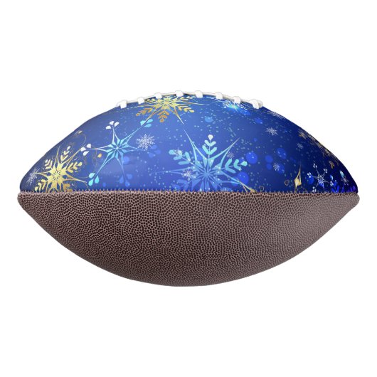 XMAS Blue Background mit goldenen Schneeflocken Football (Gedreht 90)