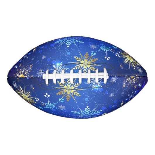 XMAS Blue Background mit goldenen Schneeflocken Football (Vorderseite)