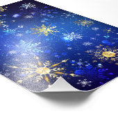 XMAS Blue Background mit goldenen Schneeflocken Fotodruck (Ecke)
