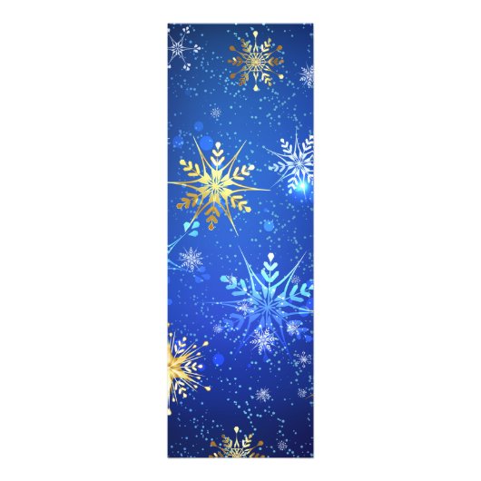XMAS Blue Background mit goldenen Schneeflocken Fotodruck (Vorne)