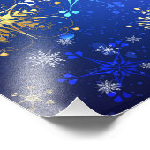 XMAS Blue Background mit goldenen Schneeflocken Fotodruck (Ecke)