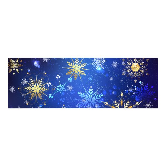 XMAS Blue Background mit goldenen Schneeflocken Fotodruck (Vorne)