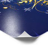 XMAS Blue Background mit goldenen Schneeflocken Fotodruck (Ecke)