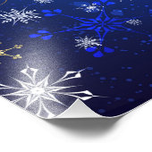 XMAS Blue Background mit goldenen Schneeflocken Fotodruck (Ecke)