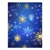 XMAS Blue Background mit goldenen Schneeflocken Fotodruck (Vorne)