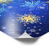 XMAS Blue Background mit goldenen Schneeflocken Fotodruck (Ecke)