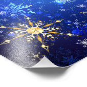 XMAS Blue Background mit goldenen Schneeflocken Fotodruck (Ecke)