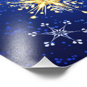 XMAS Blue Background mit goldenen Schneeflocken Fotodruck (Ecke)