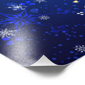 XMAS Blue Background mit goldenen Schneeflocken Fotodruck (Ecke)