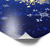 XMAS Blue Background mit goldenen Schneeflocken Fotodruck (Ecke)