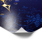XMAS Blue Background mit goldenen Schneeflocken Fotodruck (Ecke)