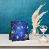 XMAS Blue Background mit goldenen Schneeflocken Fotoplatte (InSitu)