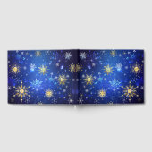 XMAS Blue Background mit goldenen Schneeflocken Gästebuch (Voll)