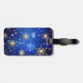 XMAS Blue Background mit goldenen Schneeflocken Gepäckanhänger (Rückseite horizontal)