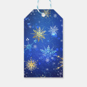 XMAS Blue Background mit goldenen Schneeflocken Geschenkanhänger (Rückseite)