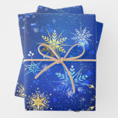 XMAS Blue Background mit goldenen Schneeflocken Geschenkpapier Set (Beispiel)