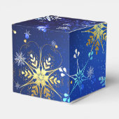 XMAS Blue Background mit goldenen Schneeflocken Geschenkschachtel (Rückseite)