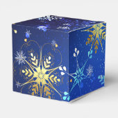 XMAS Blue Background mit goldenen Schneeflocken Geschenkschachtel (Rückseite)