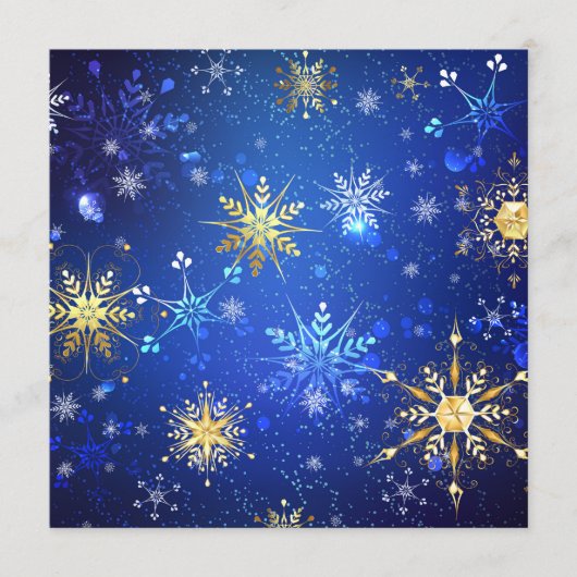 XMAS Blue Background mit goldenen Schneeflocken Hinweiskarte (Vorderseite)