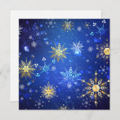XMAS Blue Background mit goldenen Schneeflocken Hinweiskarte (Vorne/Hinten)