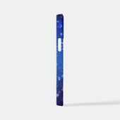 XMAS Blue Background mit goldenen Schneeflocken iPhone Hülle (Rechte Seite)