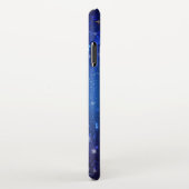 XMAS Blue Background mit goldenen Schneeflocken iPhone Hülle (Rechte Seite)