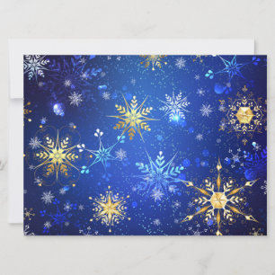 XMAS Blue Background mit goldenen Schneeflocken Karte