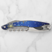 XMAS Blue Background mit goldenen Schneeflocken Kellnermesser (Rückseite)