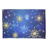 XMAS Blue Background mit goldenen Schneeflocken Kissenbezug (Vorderseite)