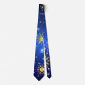 XMAS Blue Background mit goldenen Schneeflocken Krawatte (Vorderseite)