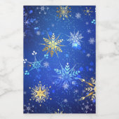 XMAS Blue Background mit goldenen Schneeflocken Lebensmitteletikett (Einzelnes Label)